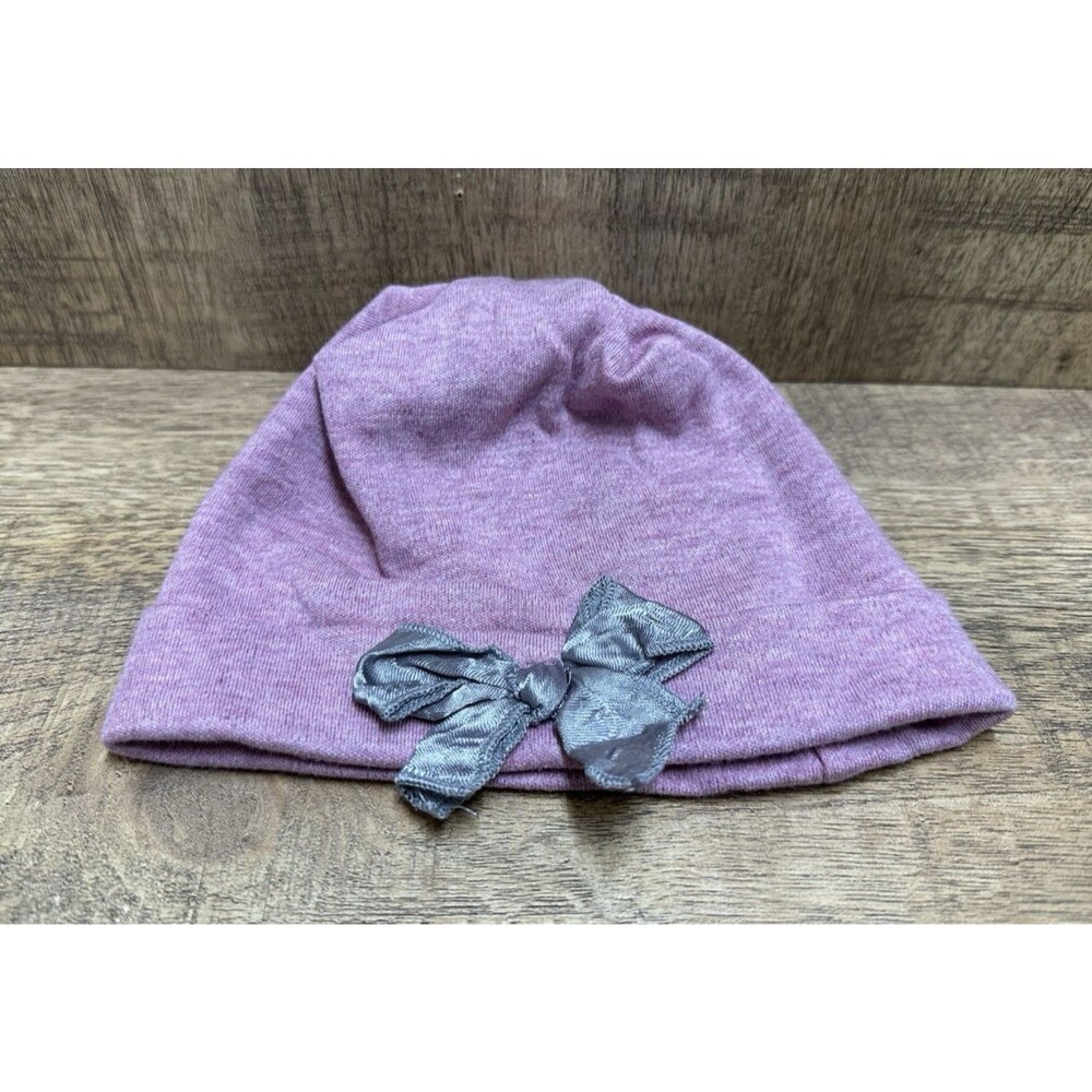 Wendy Bellissimo baby girl 0 to 6 months purple  cotton hat beanie with bow